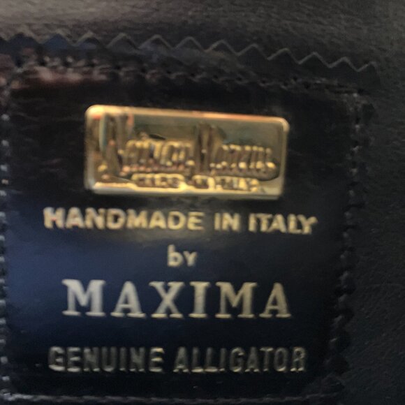 Vintage Titti Dell'Acqua for Maxima Black Leather Genuine Alligator Bag - Picture 5 of 8